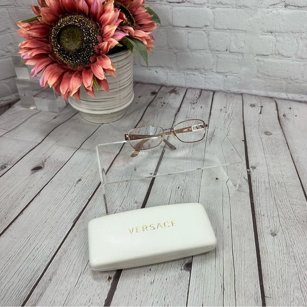 vtg Versace Women's Glasses frames only in case designer rose gold color